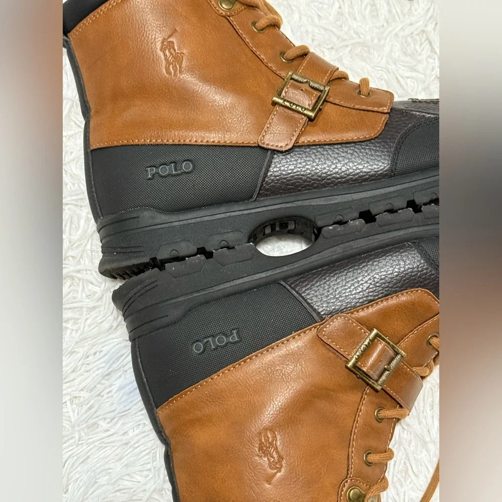 Polo Ralph Lauren Men's Brown and Black Rain Boots Size 7